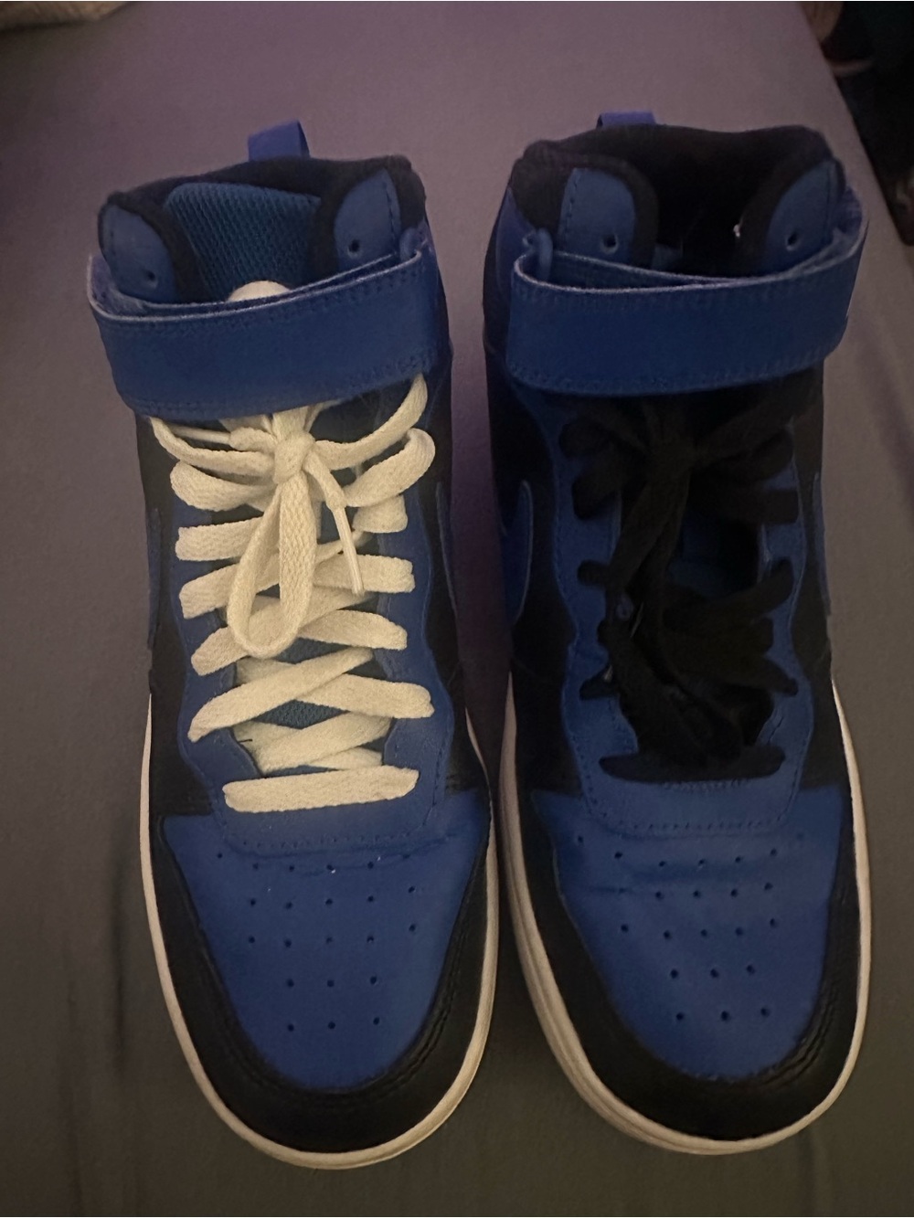 Nike Court Borough Mid 2 GS Black Game Royal Blue DM8872-001 Size 6.5Y / Women 8